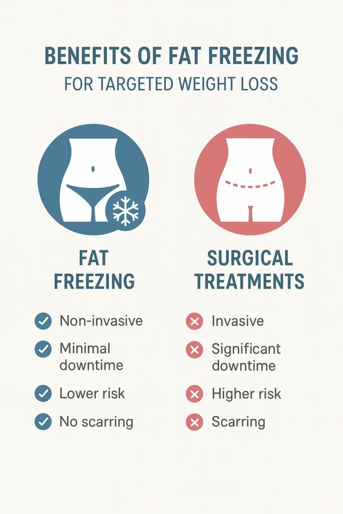 graphic showing the benefits of fat freezing Elstree