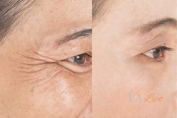 Before and after results of woman - HI-fu wrinkles reduction treatment Elstree